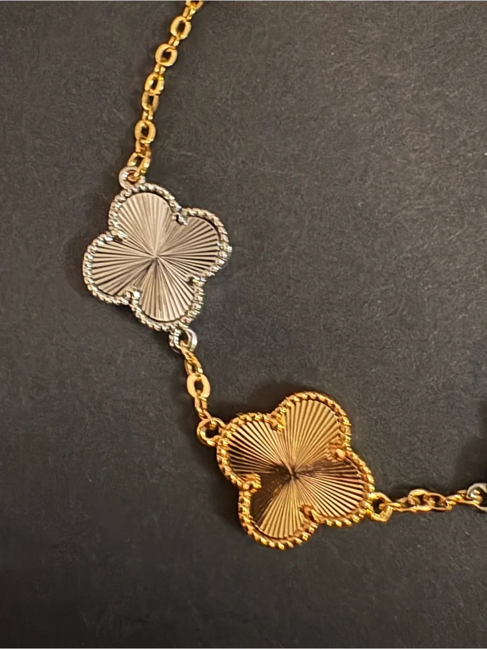 Stainless Steel Gold Silver Two Tone Clover Chain Bracelet Adjustable up to 8”